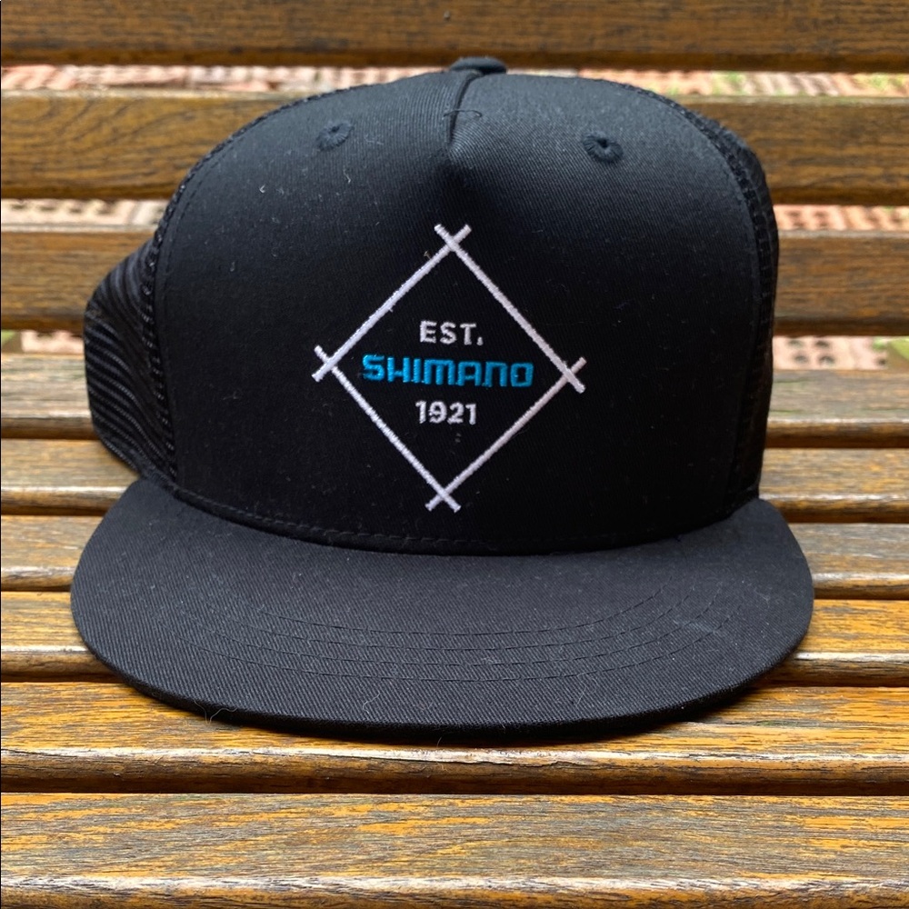 Shimano 5 panel mesh SnapBack trucker hat black cap